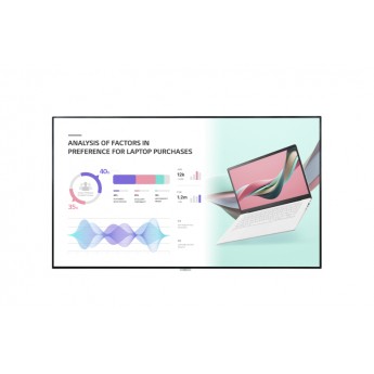 55" ЖК панель UHD, 24/7, 500 кд/м2; ОС webOS 6.0, Wi-Fi, динамики 10+10 Вт, режим видео-стены, поддержка One:Quick Share LG 55UH5J-H