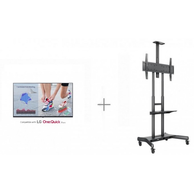 Комплект Digital Signage для помещений с дисплеем LG 43 дюйма ЖК панель ULTRA HD, IPS, 300 кд/м.кв., WebOS, 16/7, акустика, мобильной стойкой и пробной версией ПО для управления CMS DS-43UHN